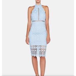Bardot Blue Lace Halter Dress